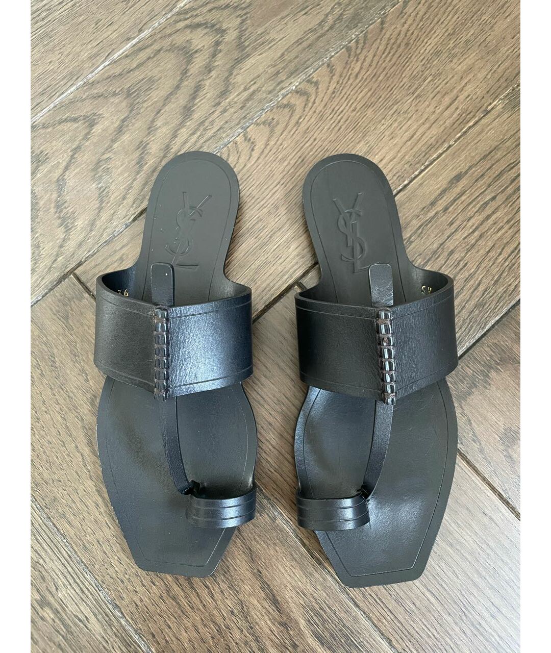 SAINT LAURENT Черные кожаные сандалии, фото 2