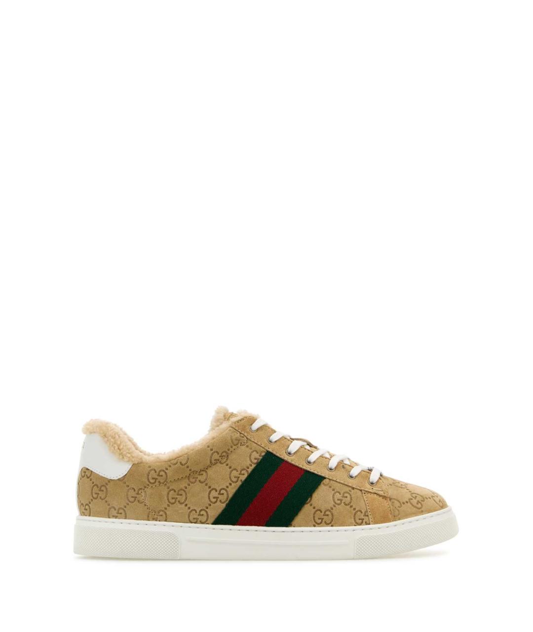 GUCCI Бежевые замшевые кроссовки, фото 1