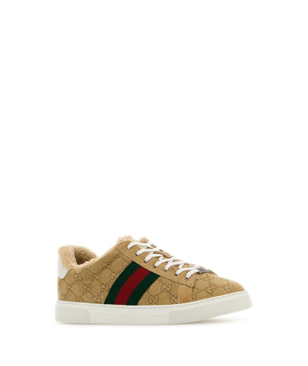 GUCCI Бежевые замшевые кроссовки, фото 2