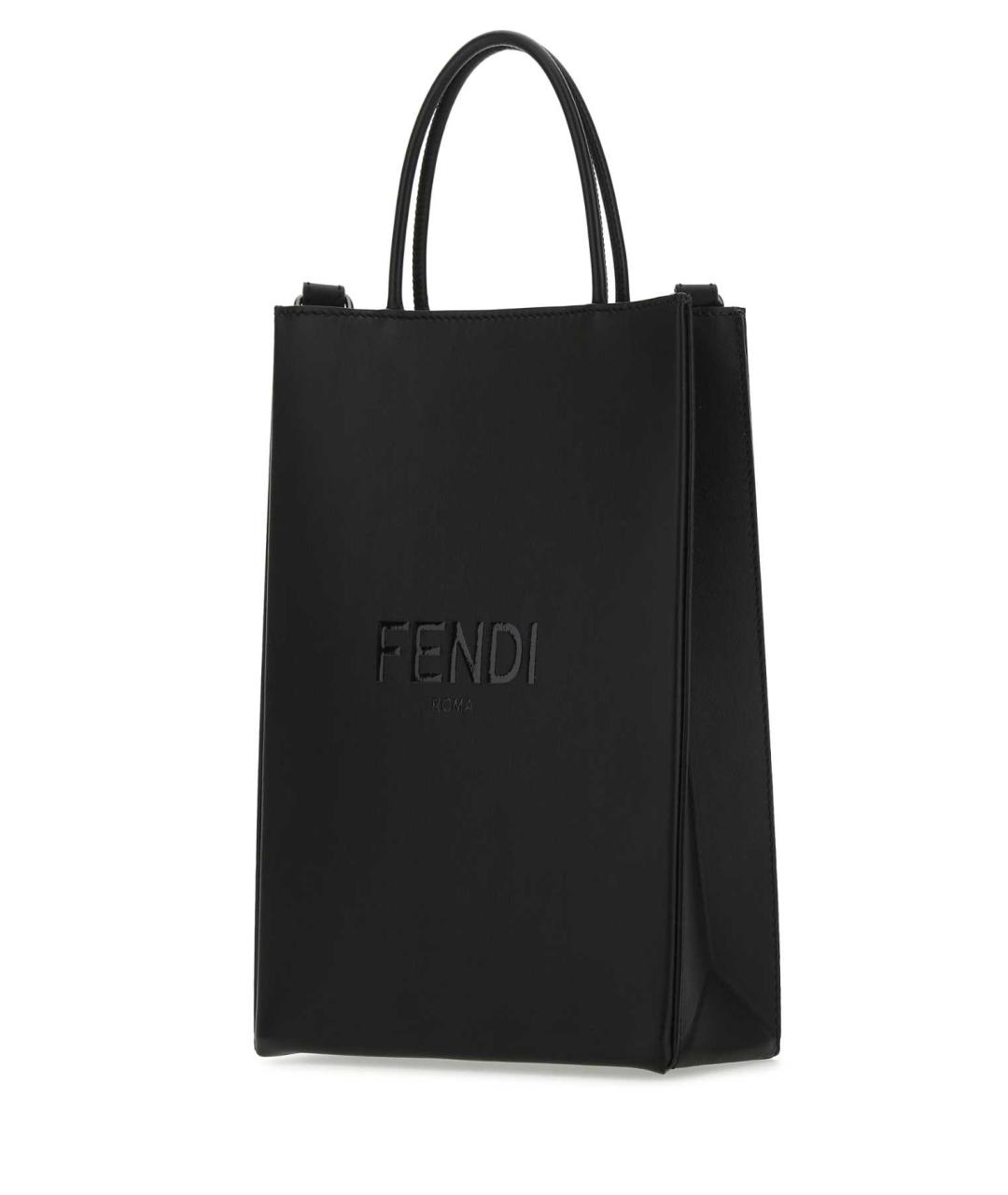 FENDI Черная кожаная сумка тоут, фото 2