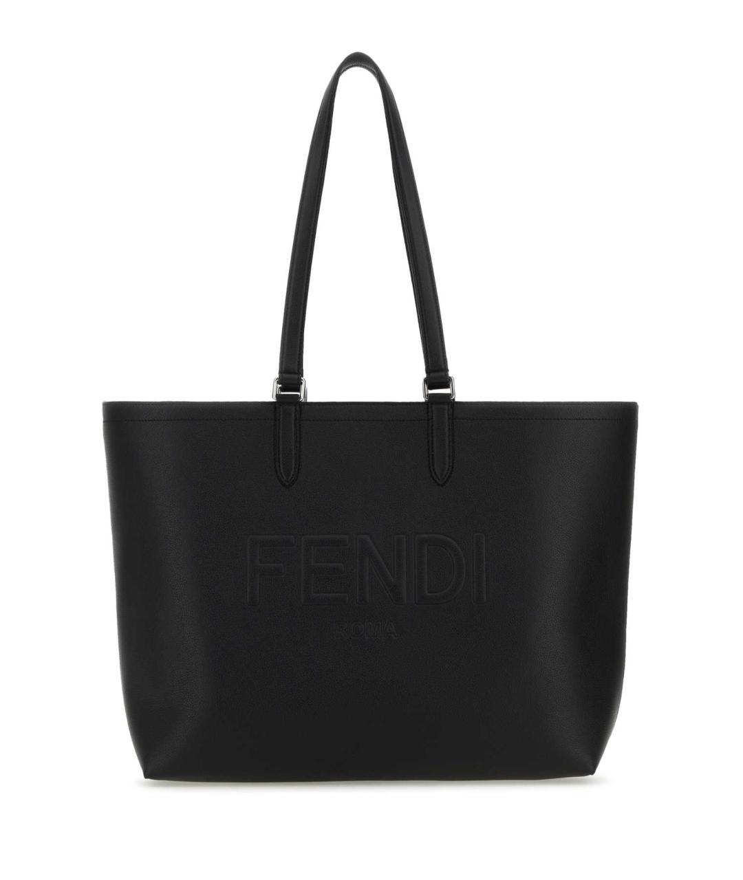 FENDI Черная кожаная сумка тоут, фото 1