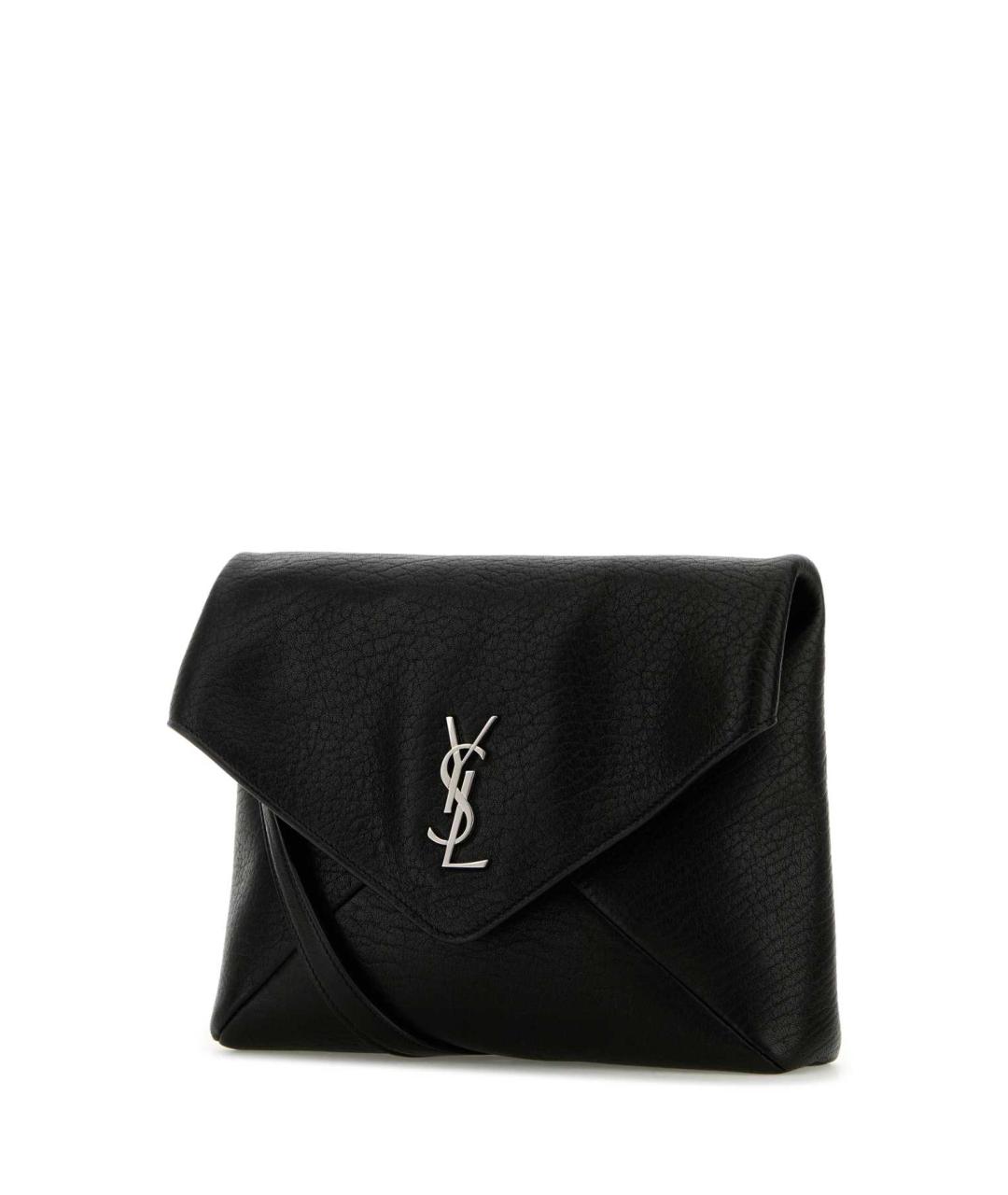 SAINT LAURENT Черная кожаная сумка на плечо, фото 2