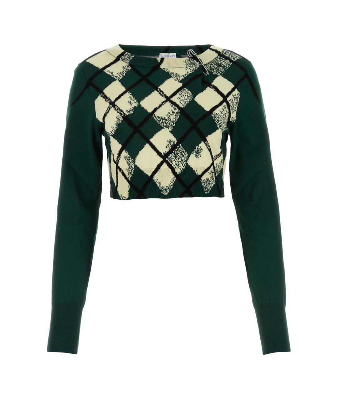 BURBERRY Зеленый хлопковый джемпер / свитер, фото 1