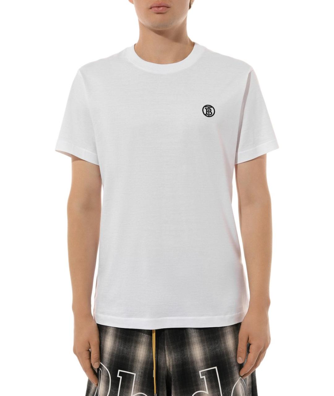 BURBERRY Белая хлопковая футболка, фото 3