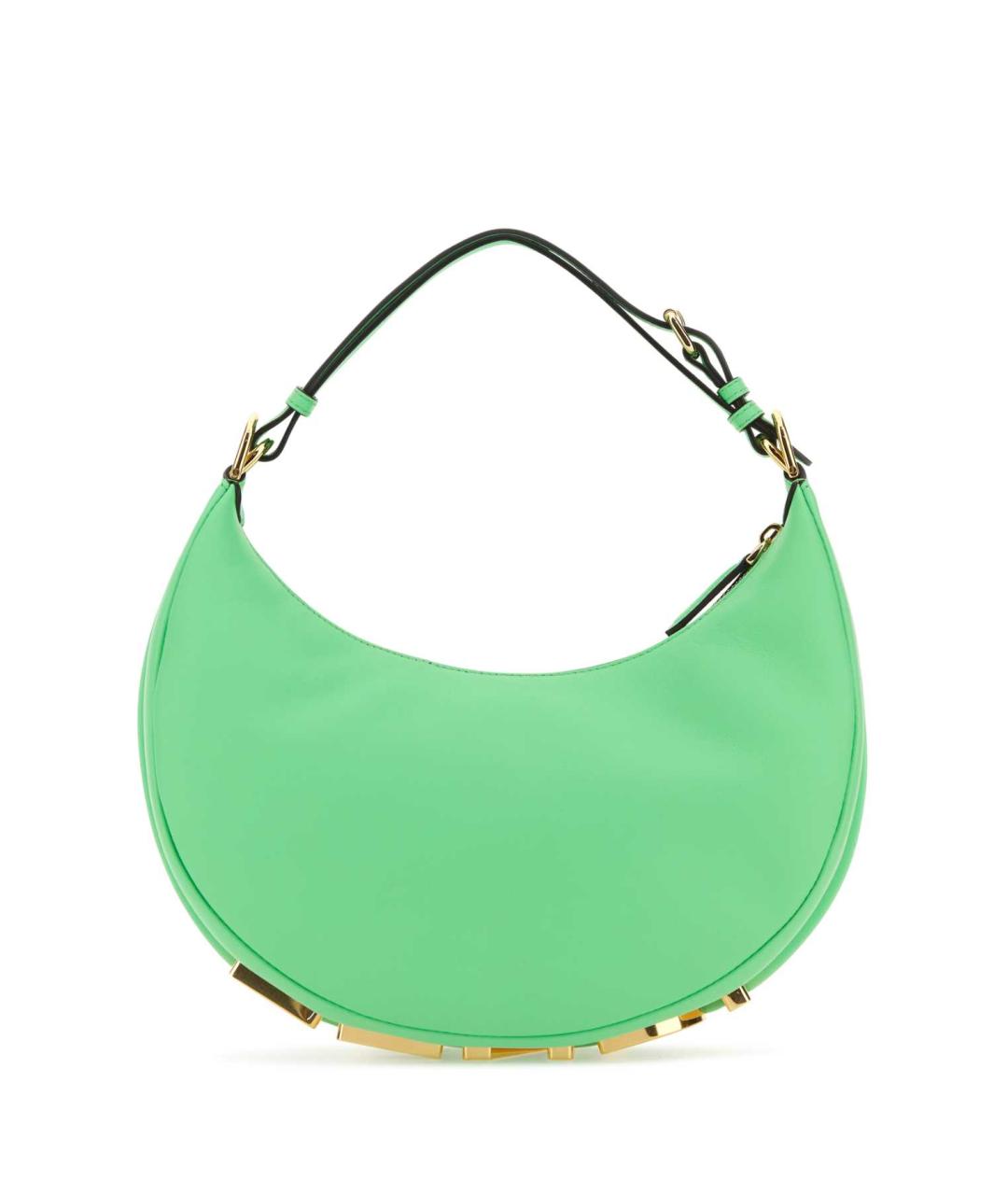 FENDI Зеленая кожаная сумка с короткими ручками, фото 3