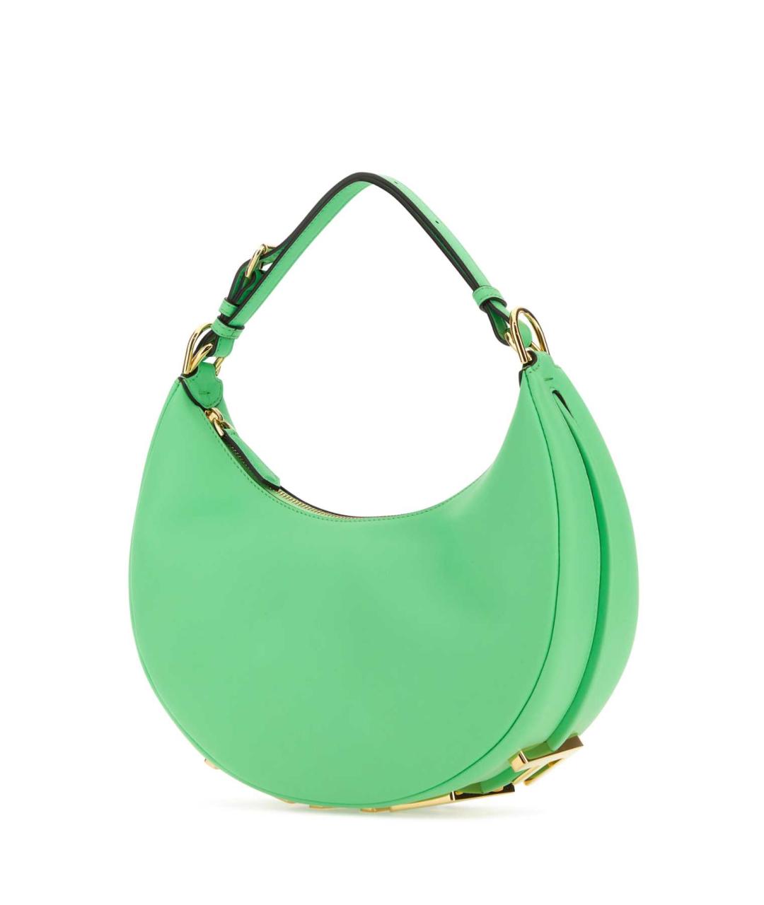 FENDI Зеленая кожаная сумка с короткими ручками, фото 2