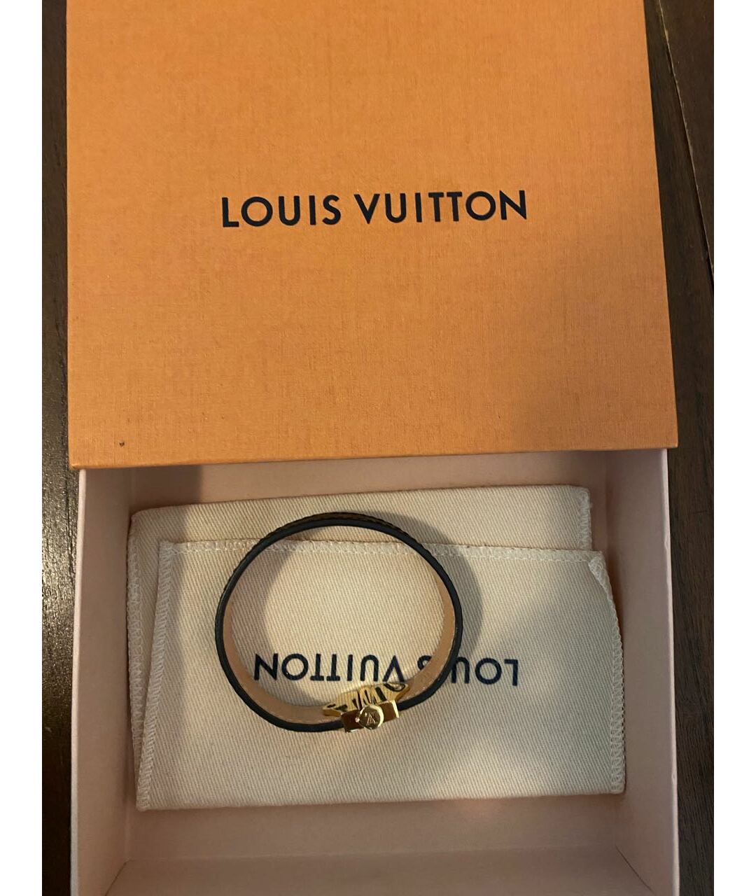 LOUIS VUITTON PRE-OWNED Коричневый кожаный браслет, фото 3