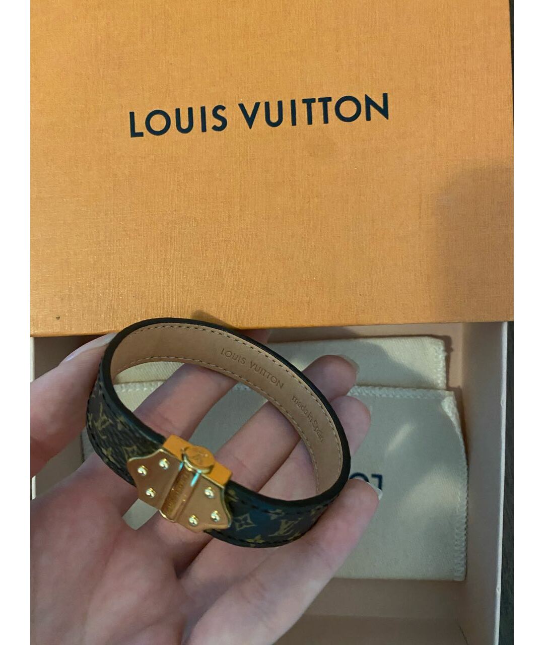 LOUIS VUITTON PRE-OWNED Коричневый кожаный браслет, фото 4