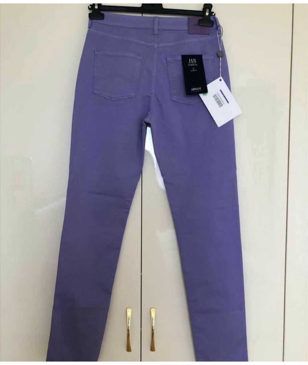ARMANI JEANS Фиолетовые хлопковые джинсы слим, фото 5