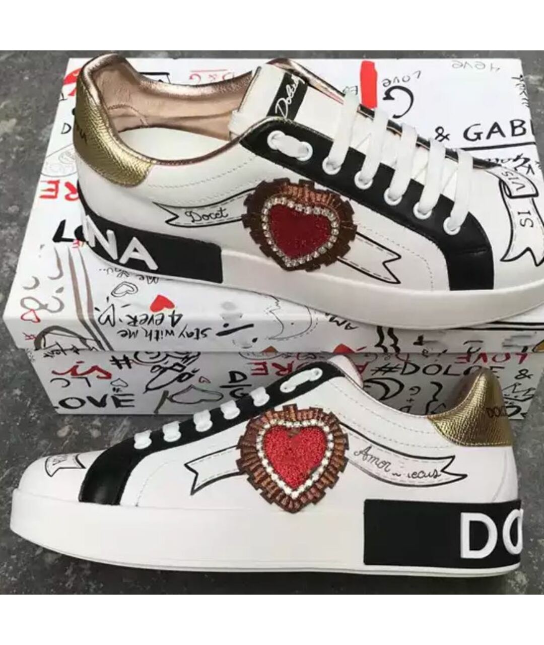 DOLCE&GABBANA Белые кожаные кроссовки, фото 3