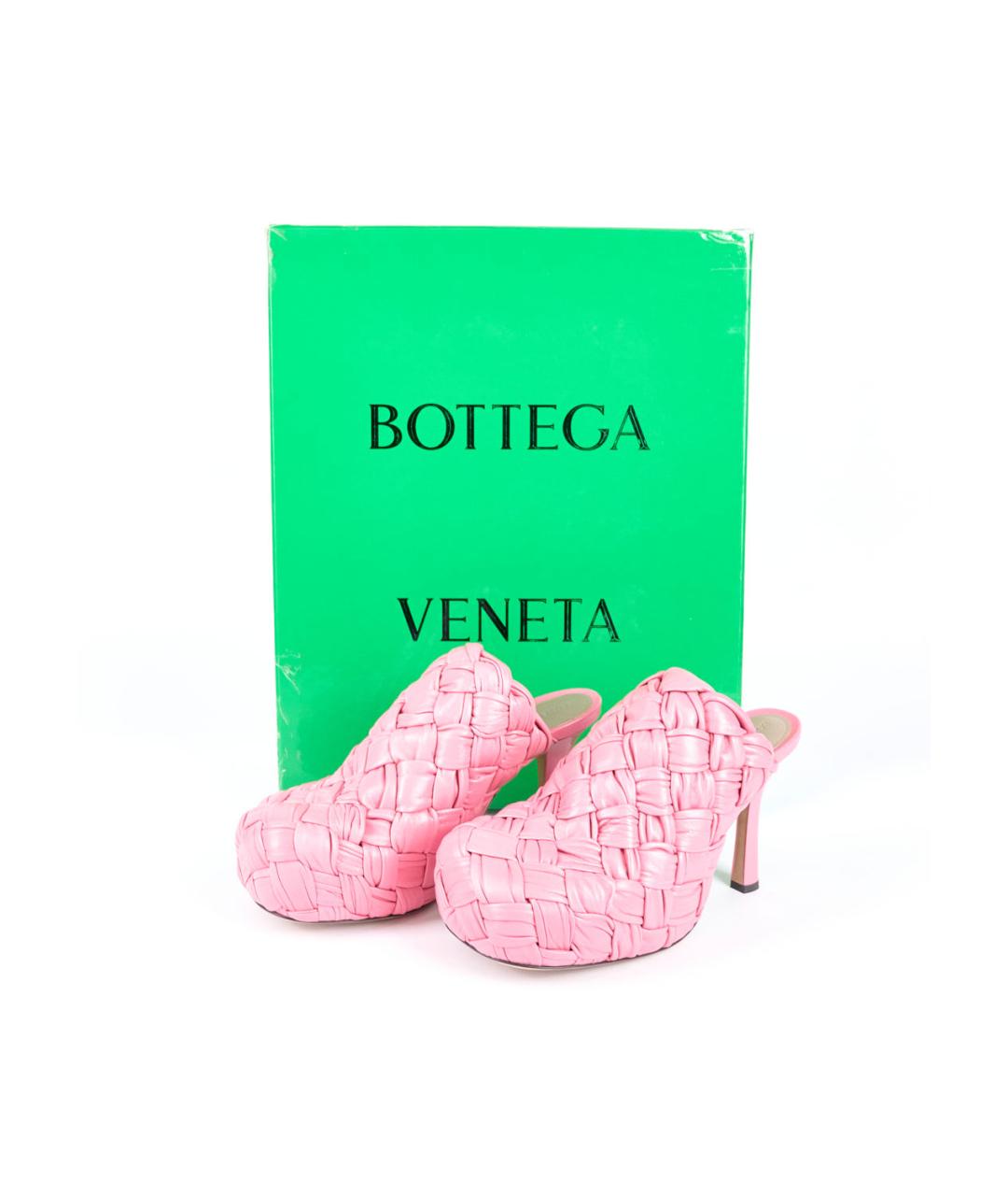 BOTTEGA VENETA Розовые кожаные сабо, фото 5