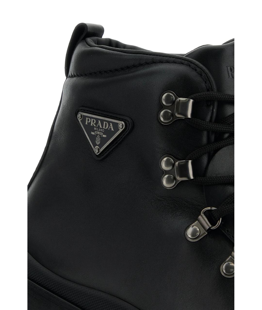 PRADA Черные кожаные высокие ботинки, фото 4