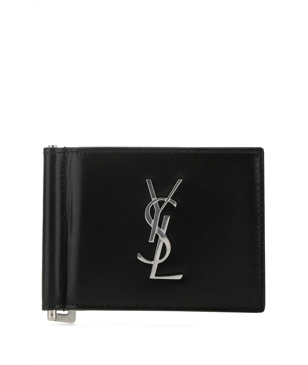 SAINT LAURENT Черный кожаный кошелек, фото 1
