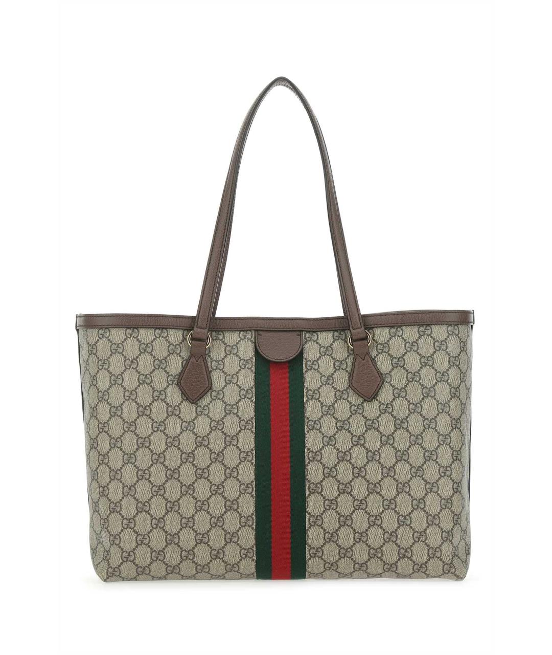 GUCCI Коричневая тканевая сумка тоут, фото 1