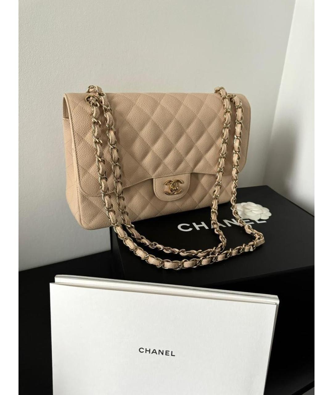 CHANEL Бежевая кожаная сумка через плечо, фото 2