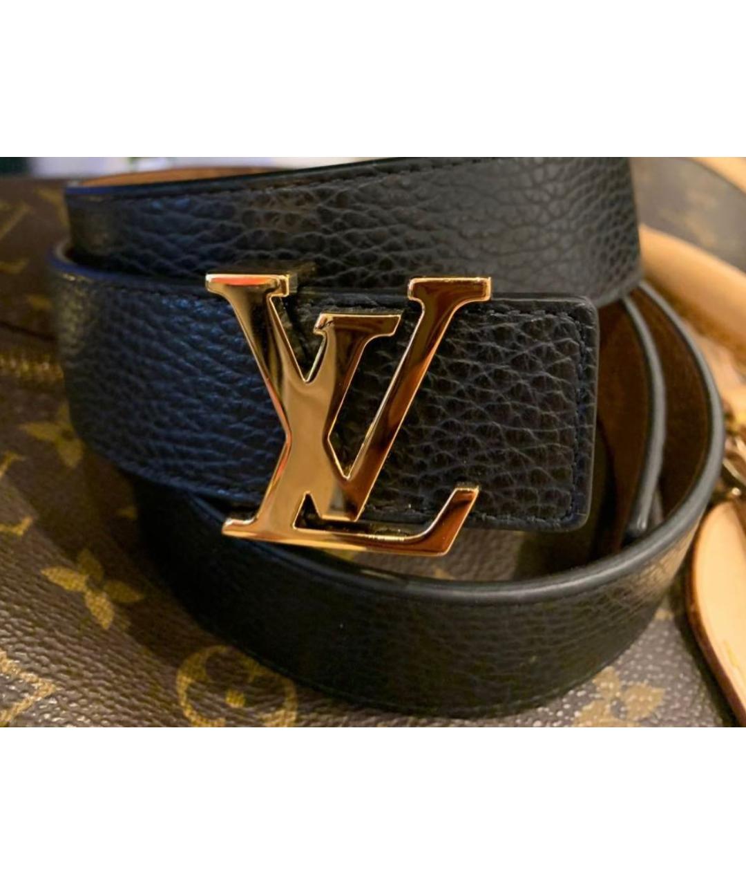 LOUIS VUITTON Черный кожаный ремень, фото 2