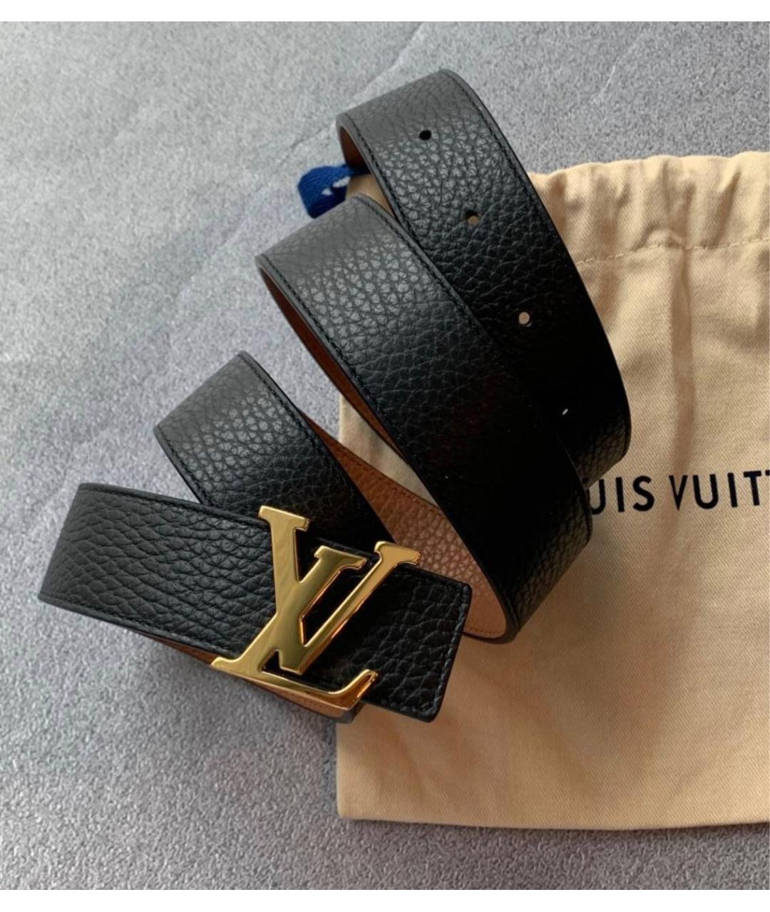 LOUIS VUITTON Черный кожаный ремень, фото 6