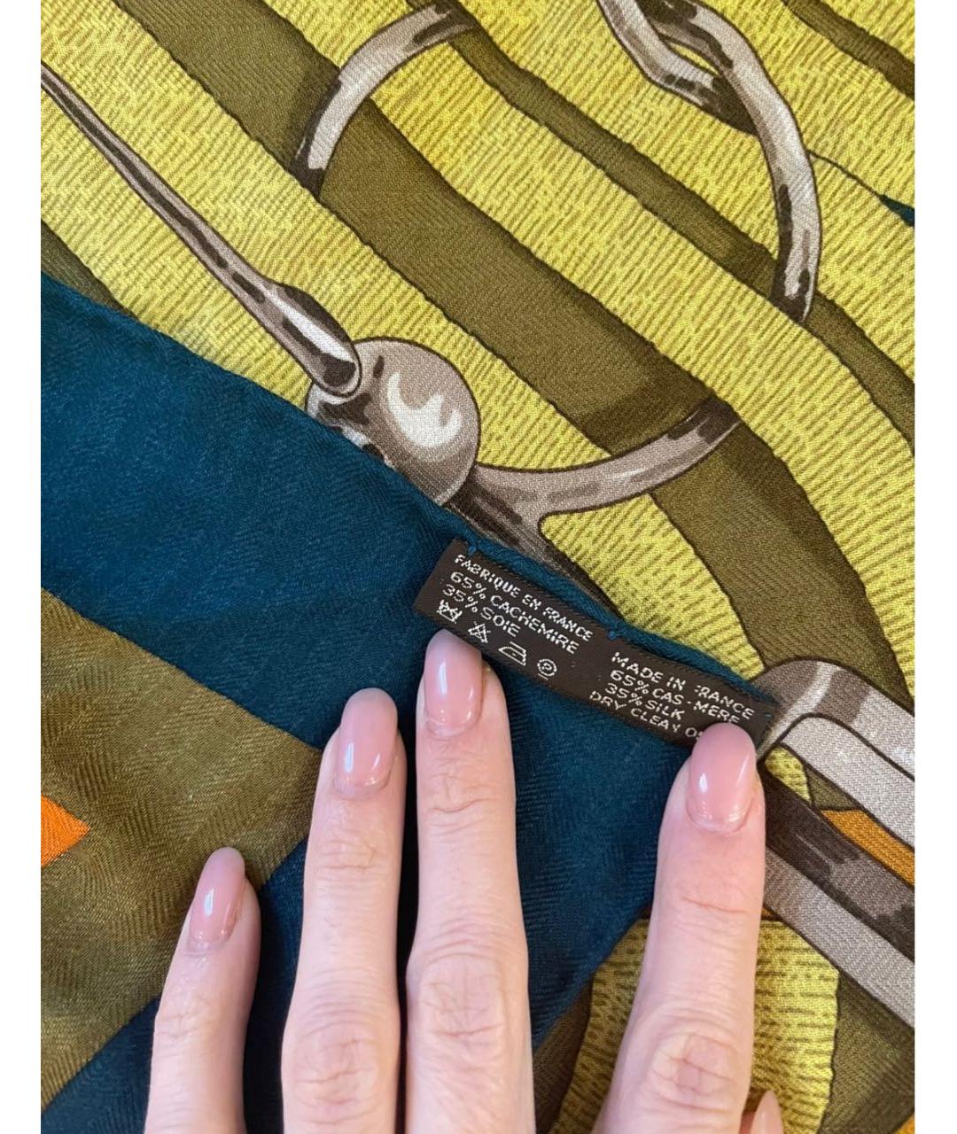 HERMES Синий кашемировый платок, фото 4