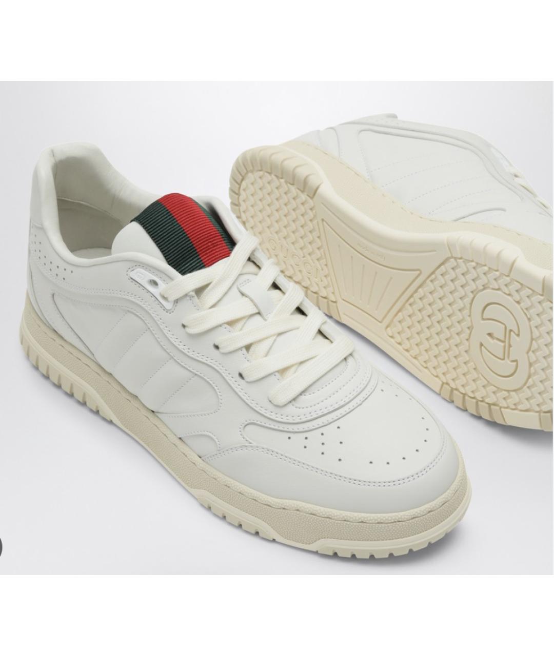 GUCCI Белые кожаные низкие кроссовки / кеды, фото 3