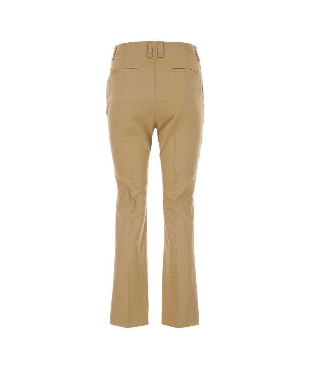 SAINT LAURENT Бежевые хлопковые прямые брюки, фото 2
