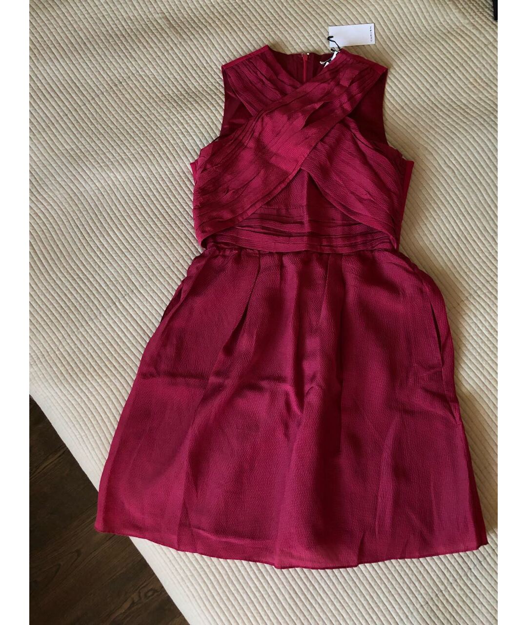 CARVEN Бордовое шелковое повседневное платье, фото 4