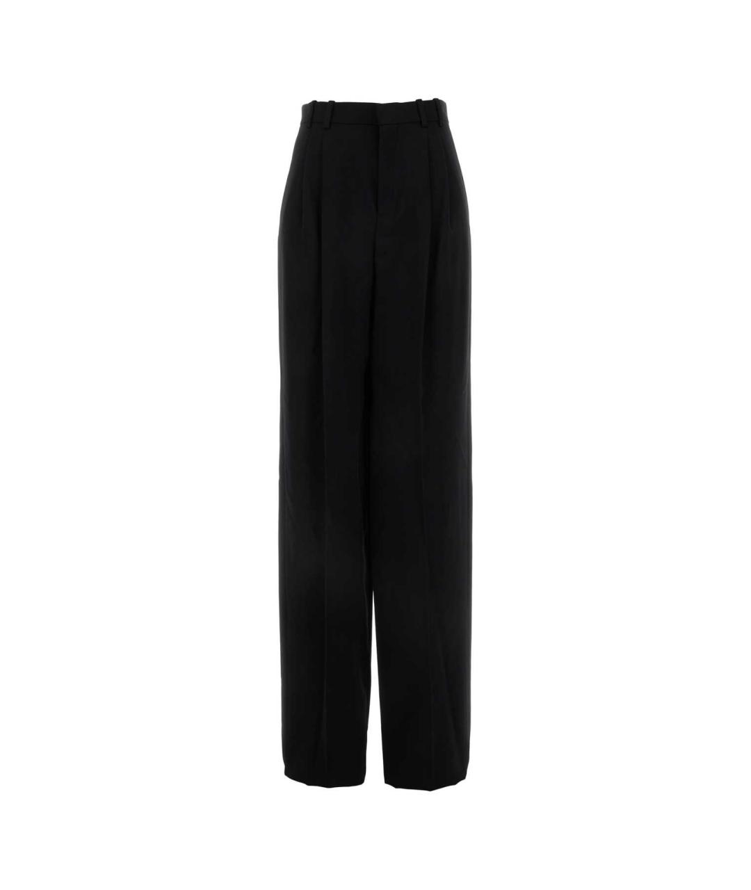 SAINT LAURENT Черные шерстяные прямые брюки, фото 1