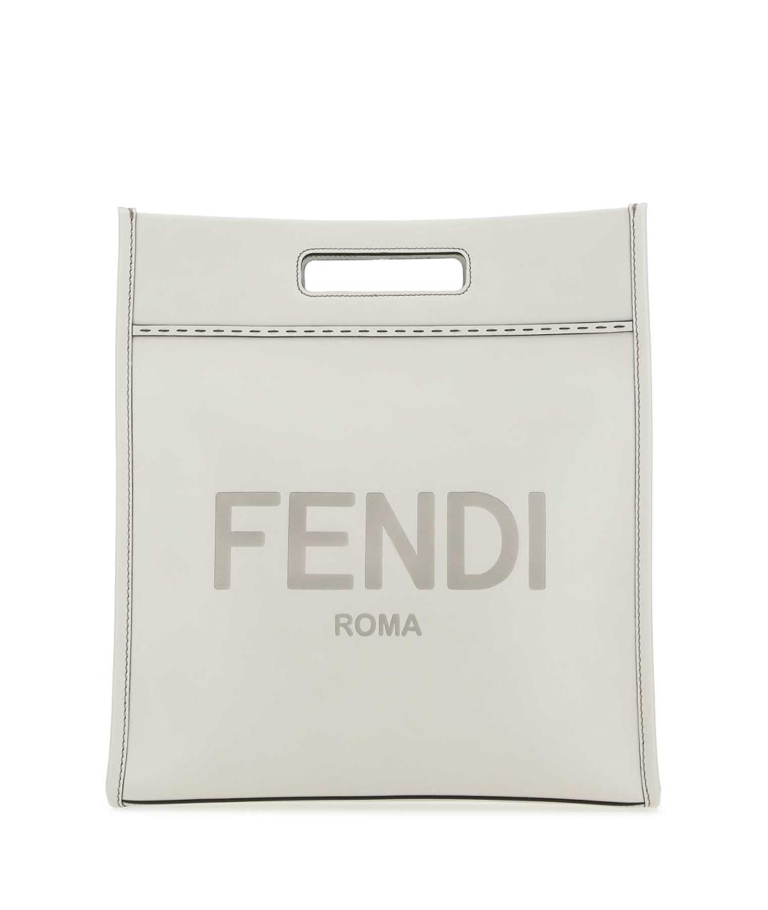 FENDI Белая кожаная сумка тоут, фото 1