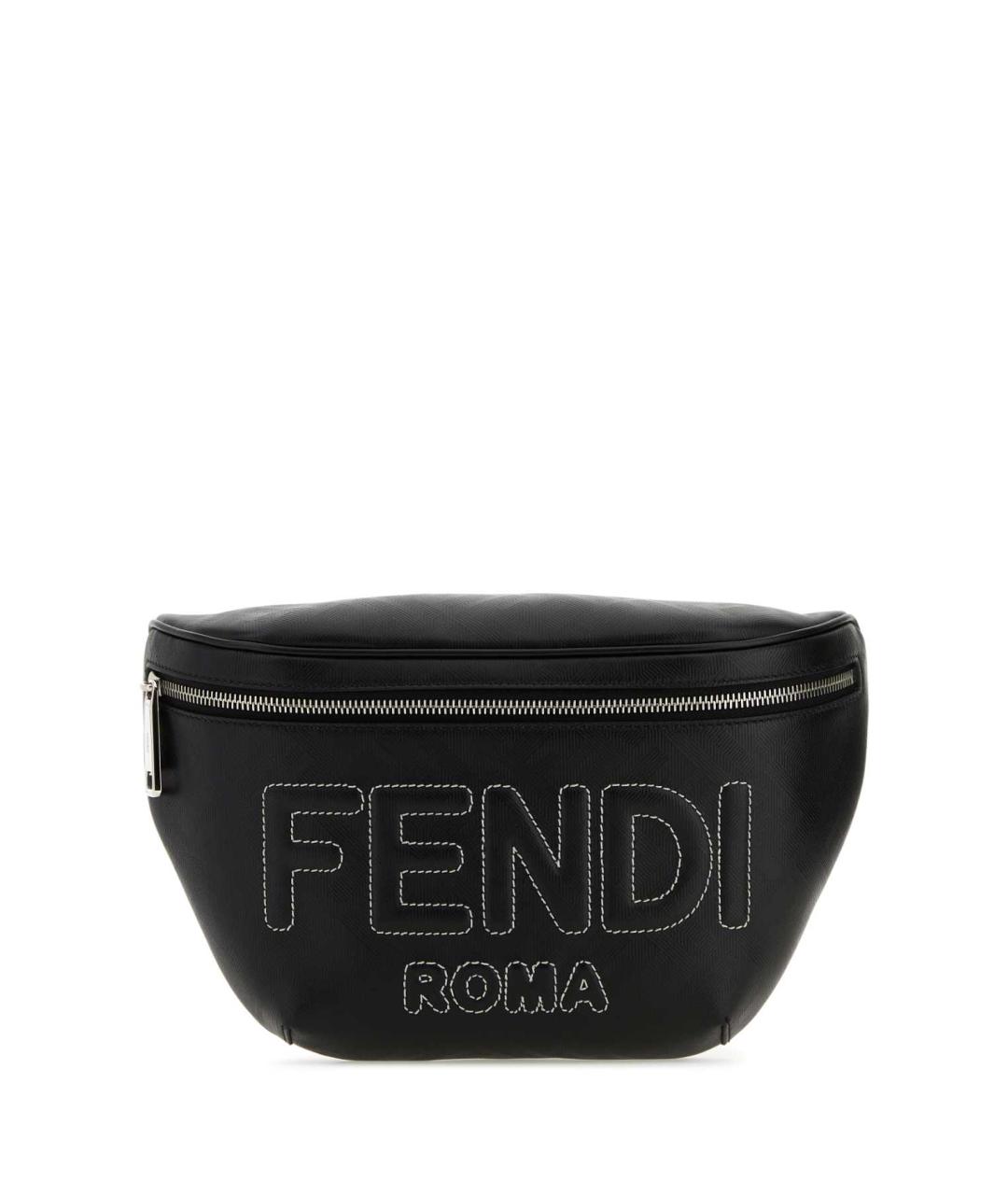 FENDI Черная кожаная поясная сумка, фото 1