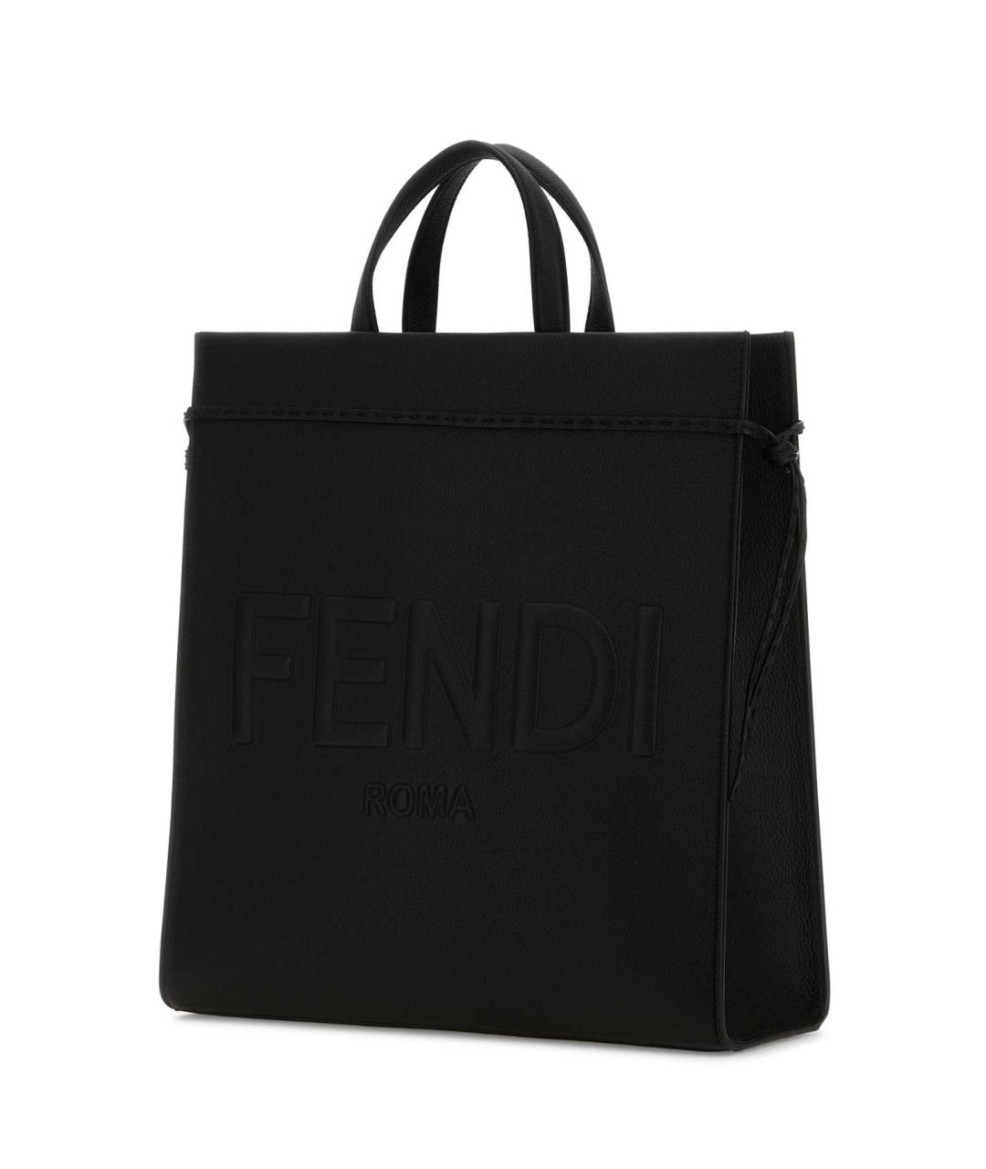 FENDI Черная кожаная сумка тоут, фото 2