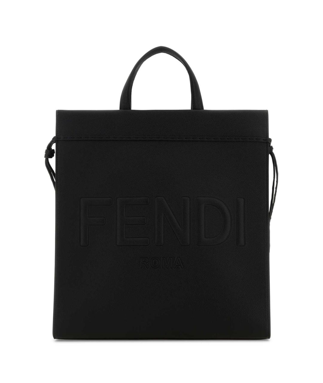 FENDI Черная кожаная сумка тоут, фото 1