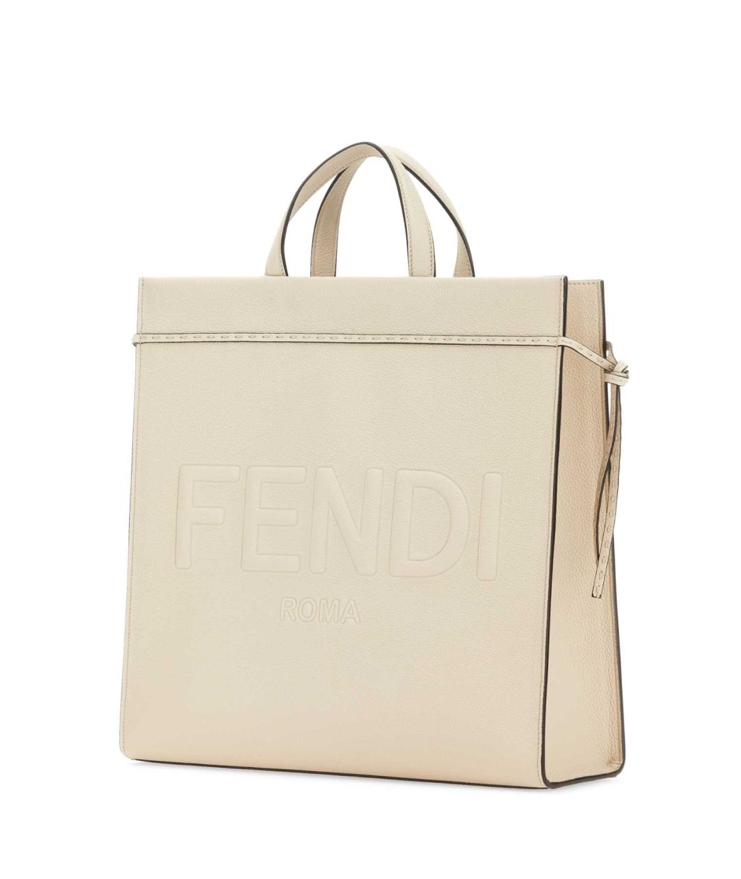 FENDI Белая кожаная сумка тоут, фото 2