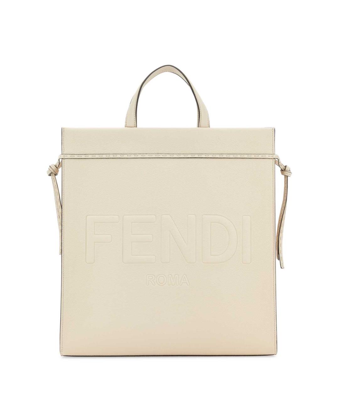 FENDI Белая кожаная сумка тоут, фото 1