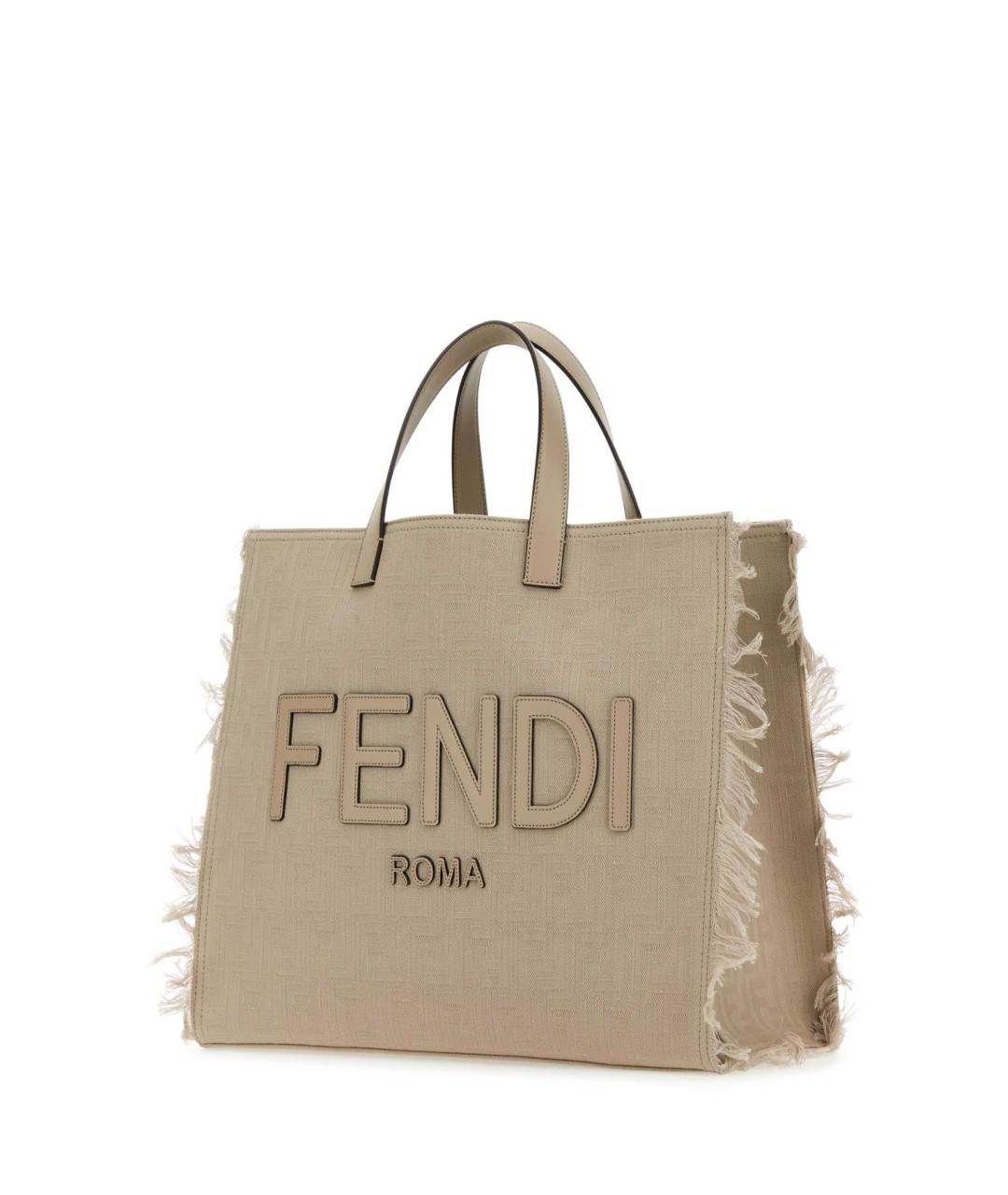 FENDI Бежевая тканевая сумка тоут, фото 2