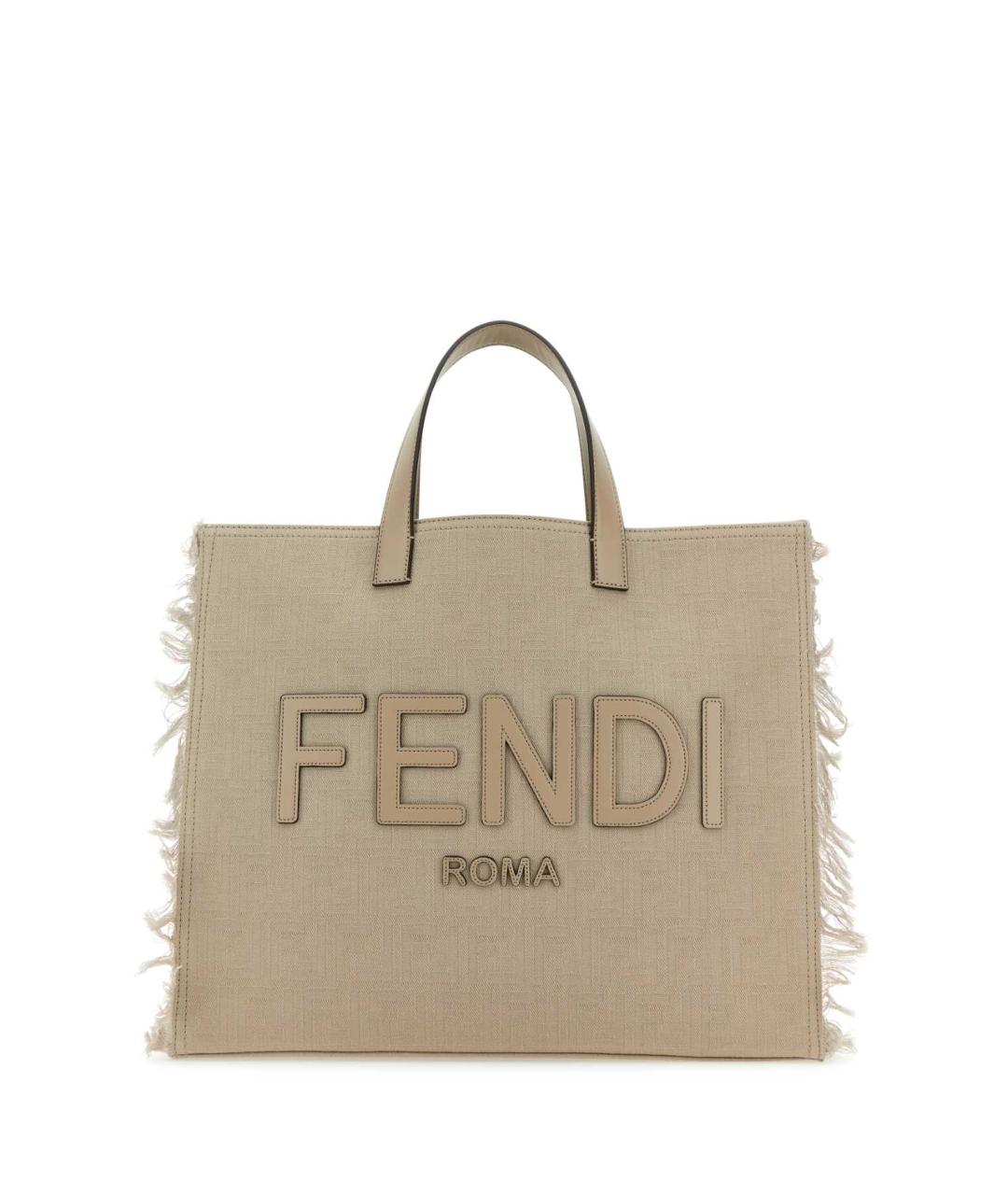 FENDI Бежевая тканевая сумка тоут, фото 1