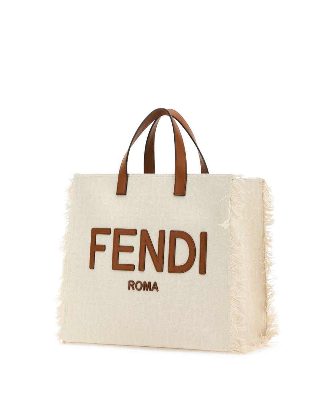 FENDI Бежевая тканевая сумка тоут, фото 2