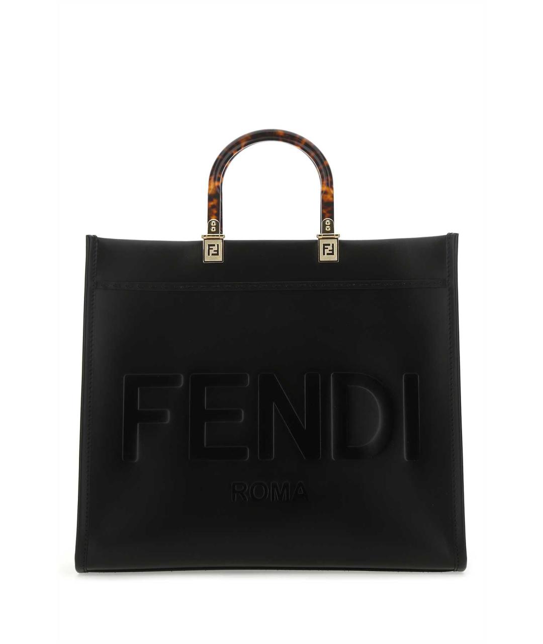 FENDI Черная кожаная сумка тоут, фото 1