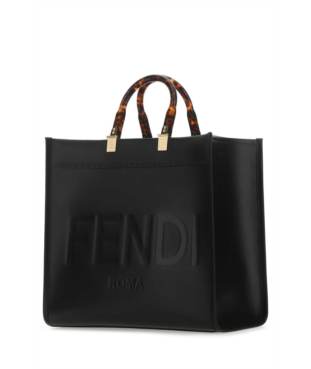 FENDI Черная кожаная сумка тоут, фото 2