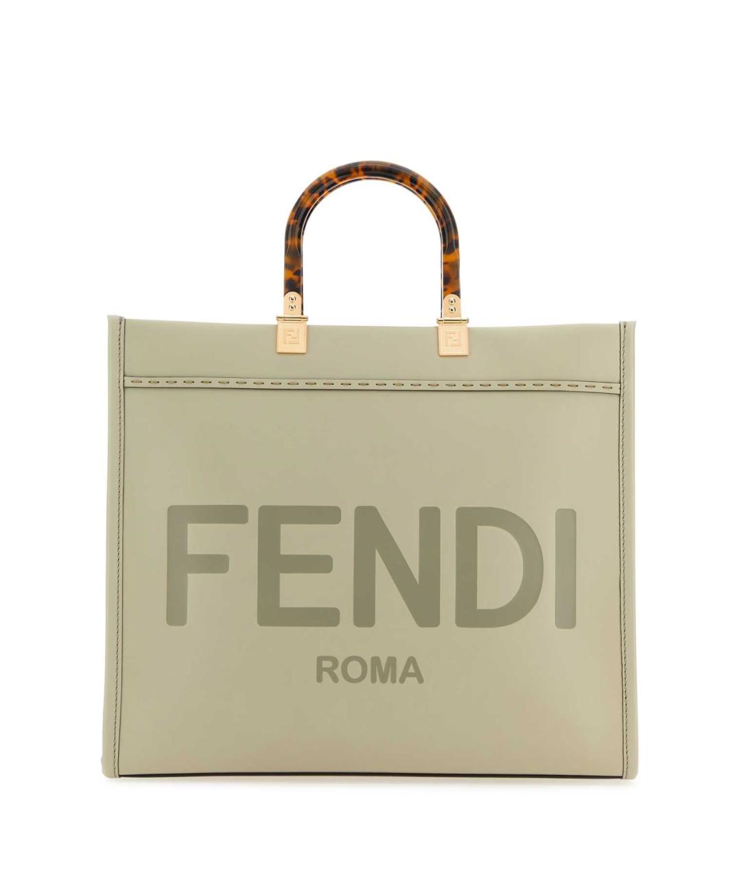 FENDI Зеленая кожаная сумка тоут, фото 1