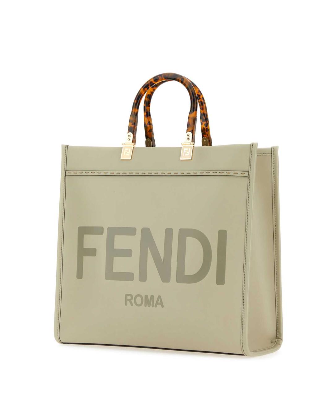 FENDI Зеленая кожаная сумка тоут, фото 2