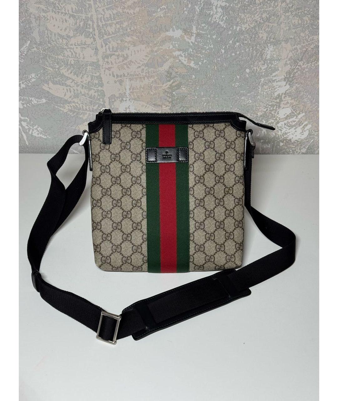 GUCCI Бежевая кожаная сумка на плечо, фото 9