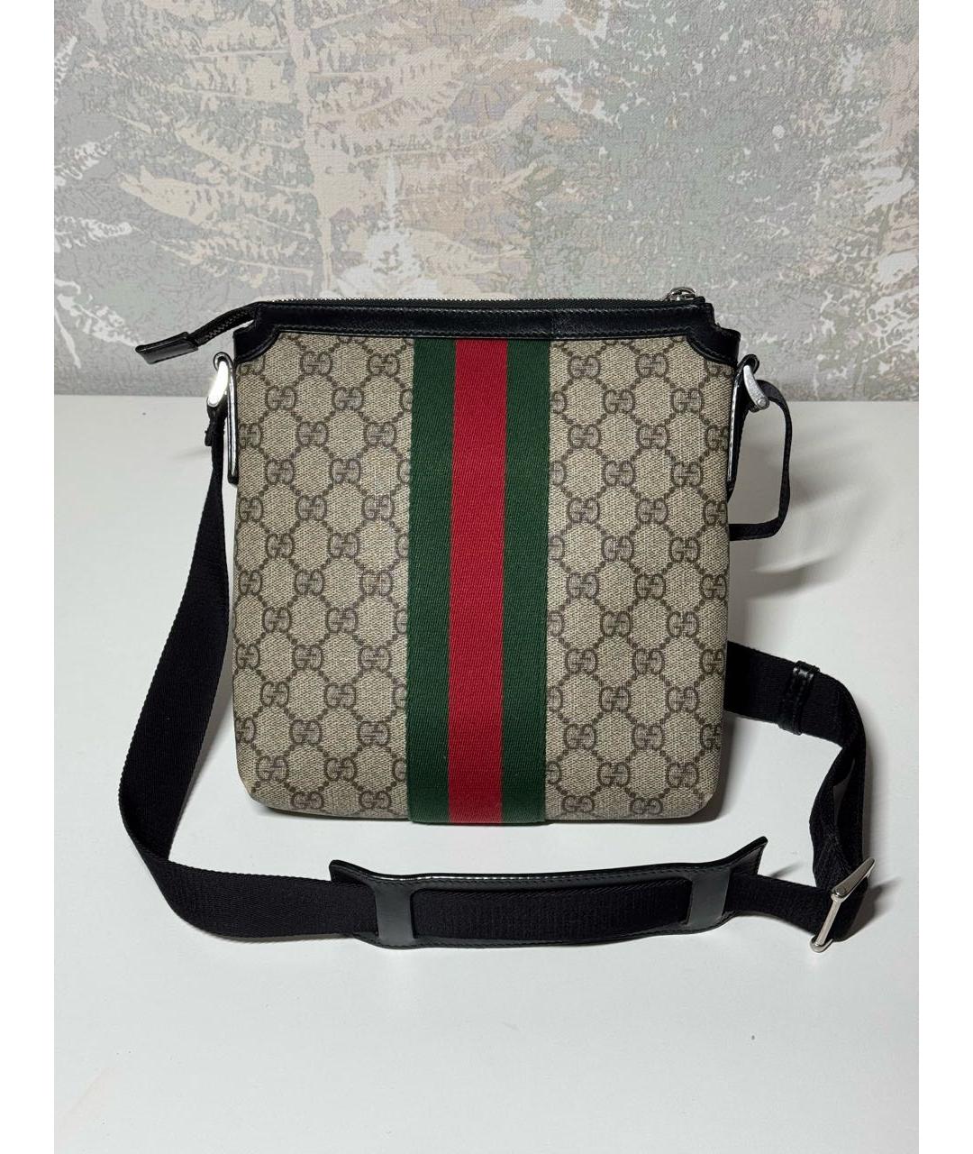 GUCCI Бежевая кожаная сумка на плечо, фото 3