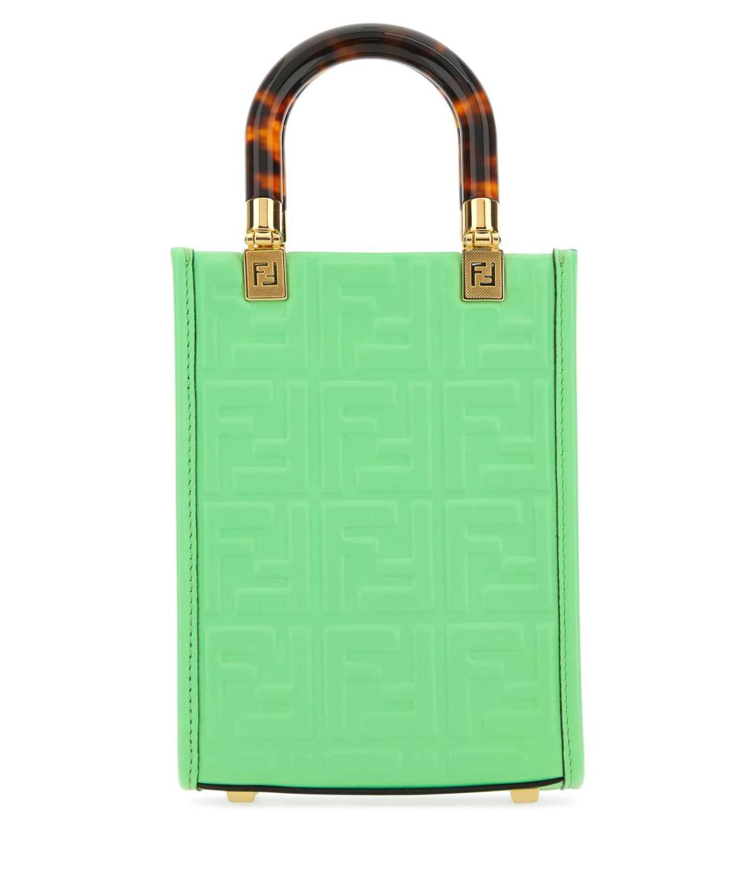 FENDI Зеленая кожаная сумка с короткими ручками, фото 1