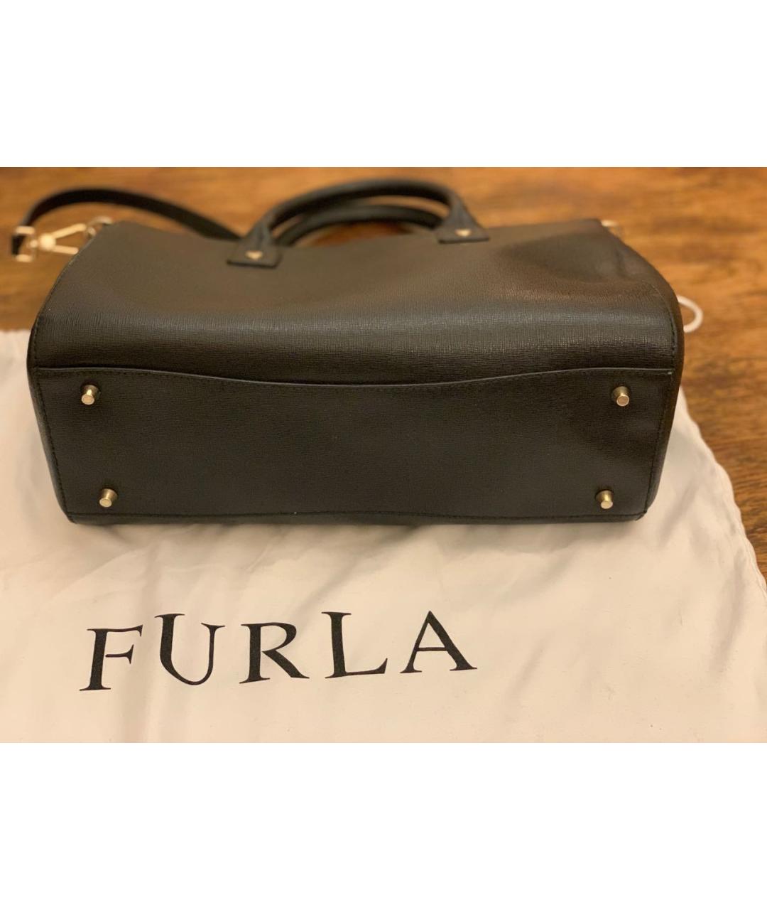 FURLA Черная кожаная сумка с короткими ручками, фото 6