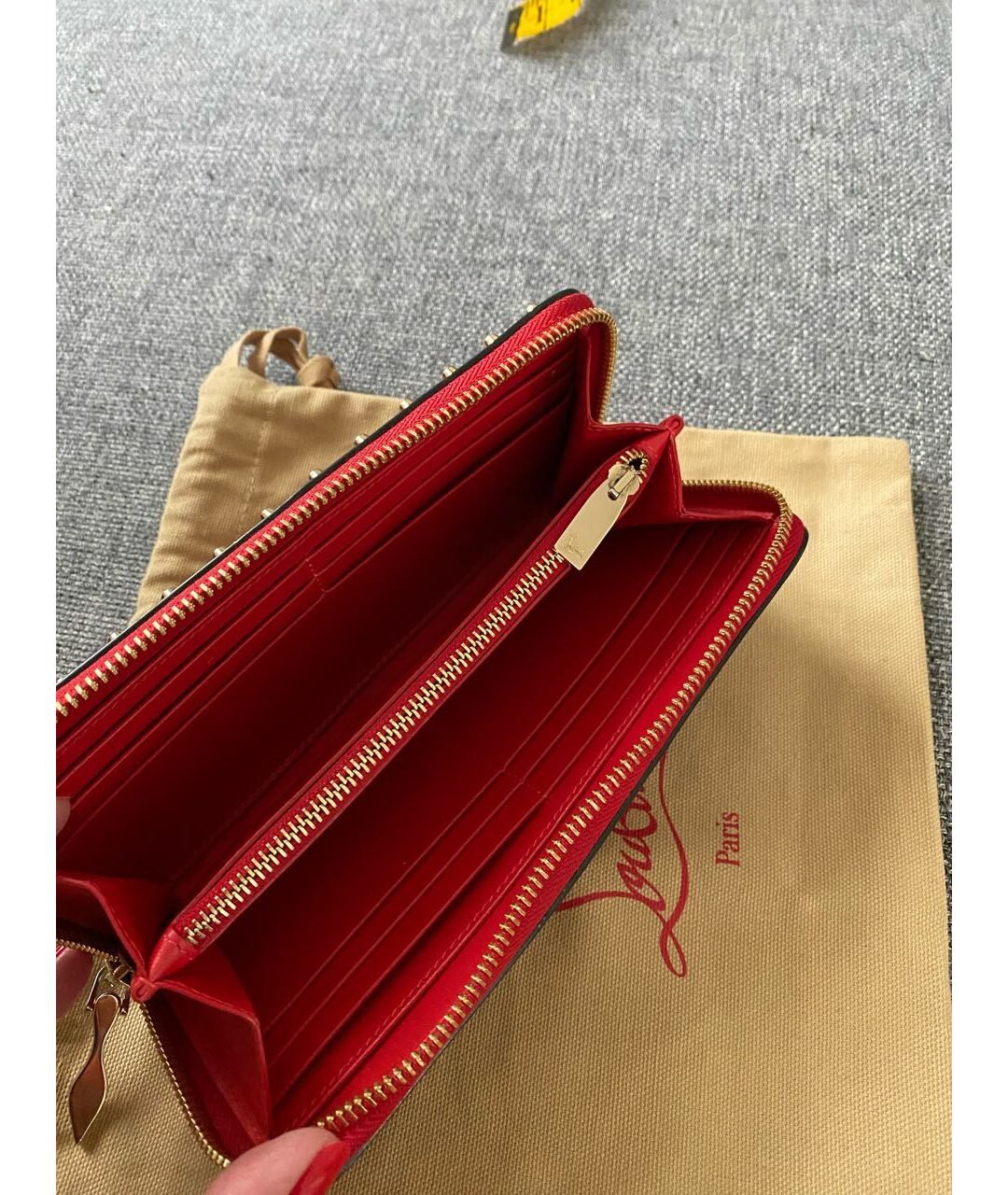 CHRISTIAN LOUBOUTIN Бордовый кожаный кошелек, фото 2