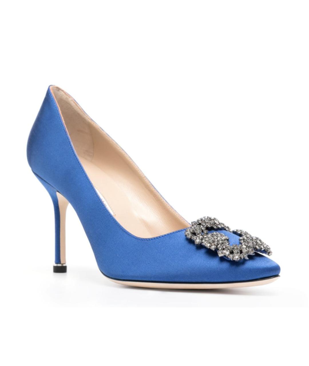 MANOLO BLAHNIK Синие текстильные туфли, фото 4