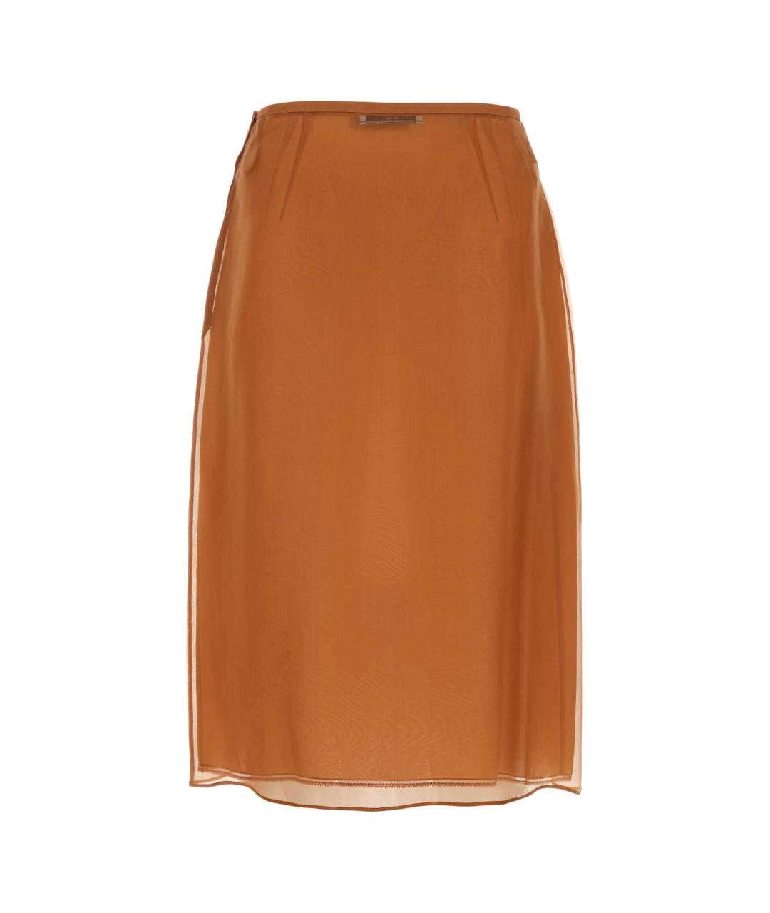 PRADA Оранжевая шелковая юбка миди, фото 2
