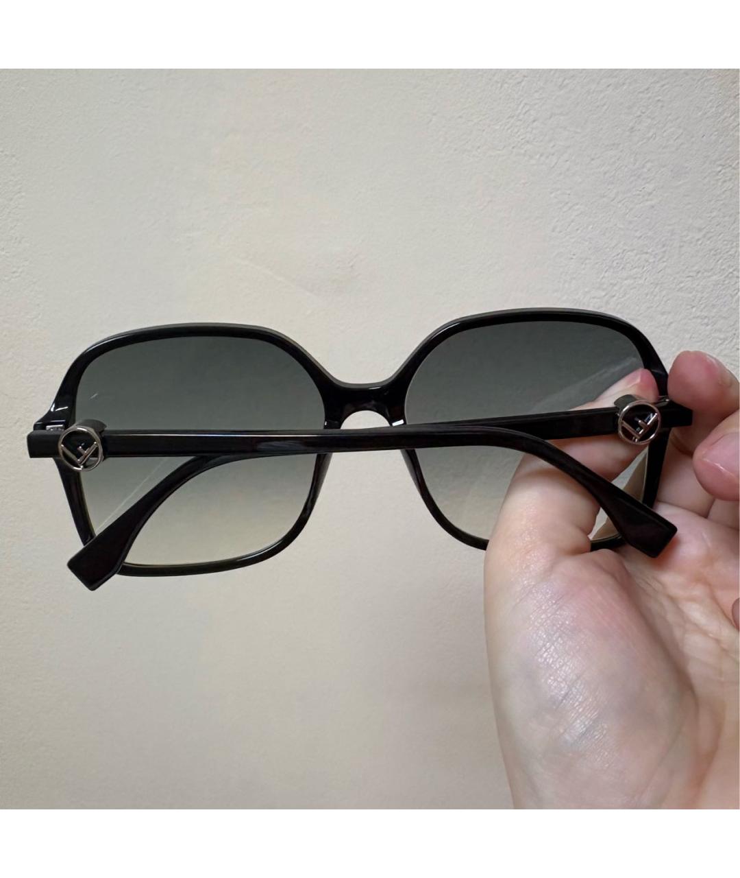 FENDI Черные пластиковые солнцезащитные очки, фото 8