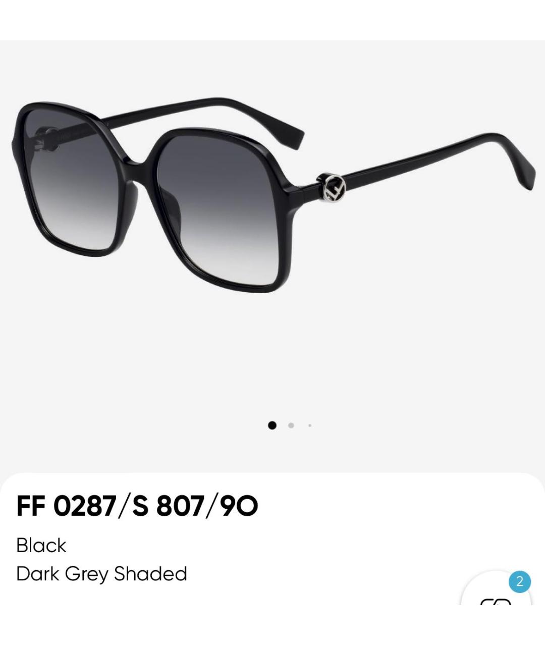 FENDI Черные пластиковые солнцезащитные очки, фото 3