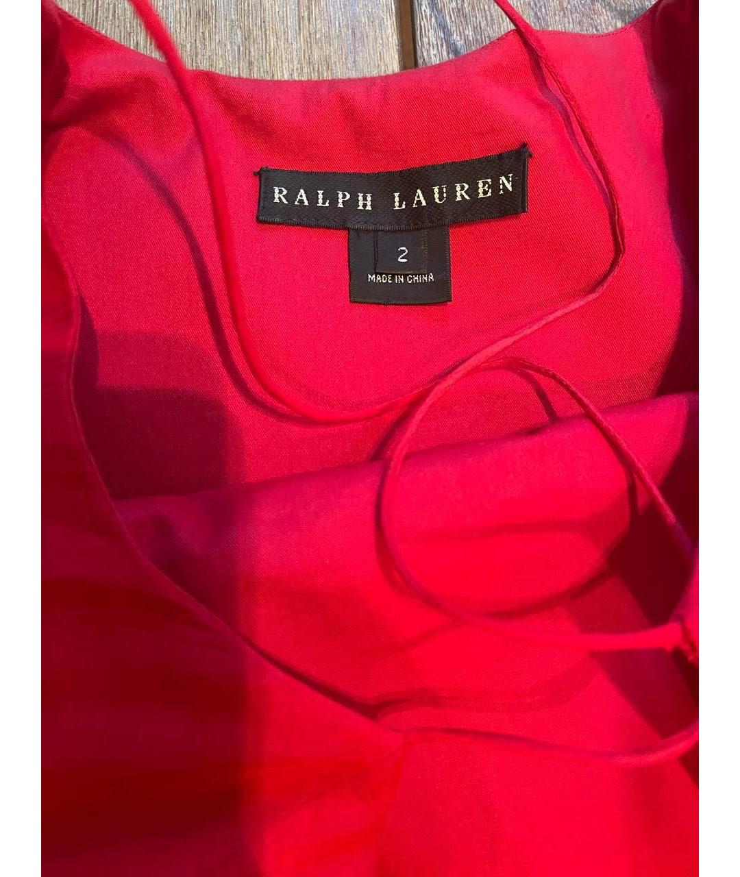 RALPH LAUREN Красное хлопковое коктейльное платье, фото 3