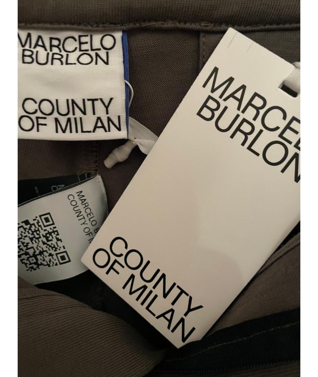 MARCELO BURLON COUNTY OF MILAN Антрацитовые хлопковые повседневные брюки, фото 4